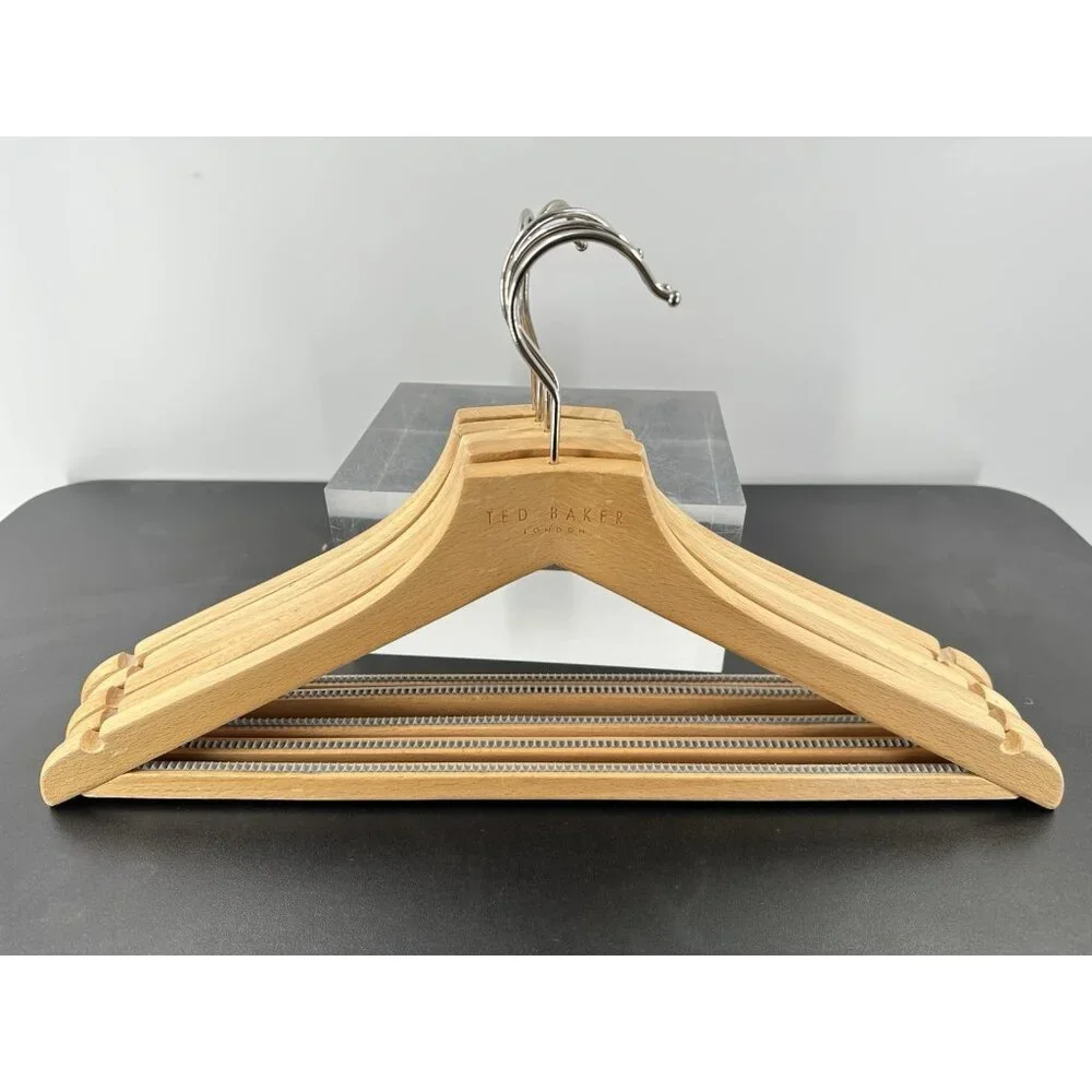 Ted Baker London Set Of 5 High Quality Clothes,Suit Wood Hanger In Light Brown
